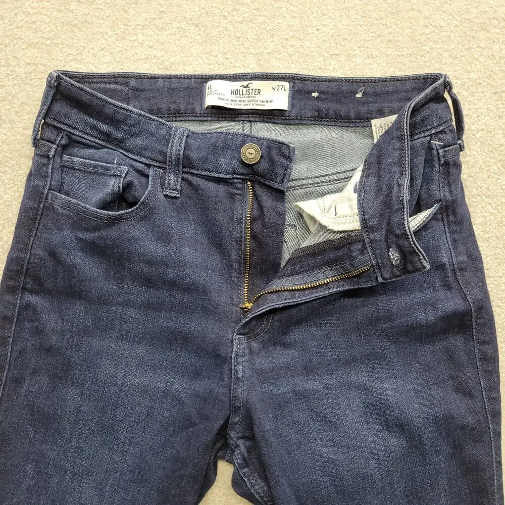 Hollister Curvy High Rise Super Skinny Jeans Womens W27L27 Dark Wash Stretch